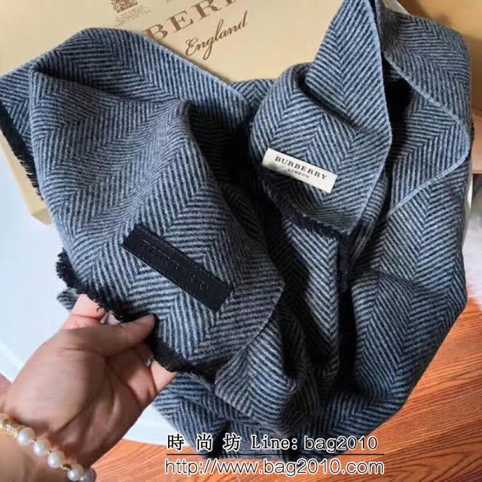 BURBERRY巴寶莉 歐洲原單真皮LOGO標男士羊絨圍巾 LLWJ6258
